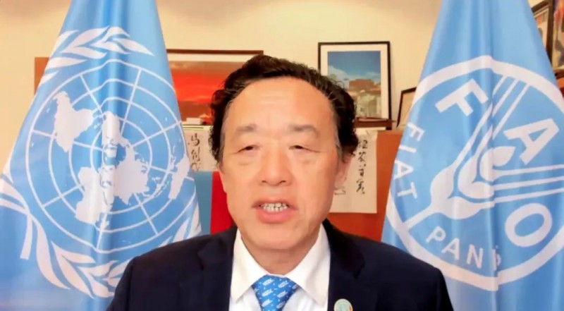 聯合國糧農組織總干事屈冬玉在發布會上強調推進自動化進程的重要性。©糧農組織