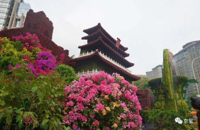 東單東北角的“文明華章”花壇